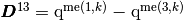 \vecb{D}^{13}=\q^{\me(1,k)}-\q^{\me(3,k)}