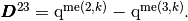 \vecb{D}^{23}=\q^{\me(2,k)}-\q^{\me(3,k)}.